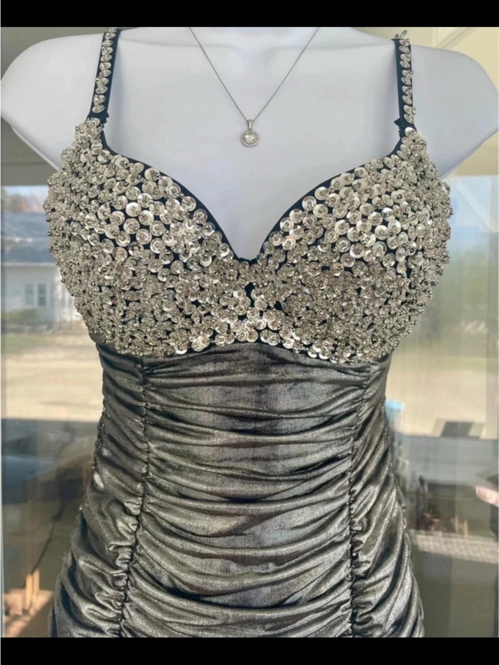 Trendy boutique Silver Crystal-Embellished Mini Dress